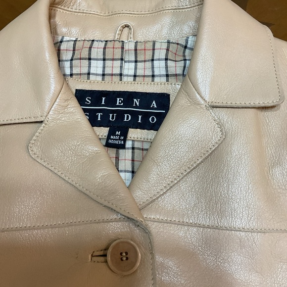 Siena Studio Womens Tan Leather Button Front Jacket Size Medium - Picture 9 of 15